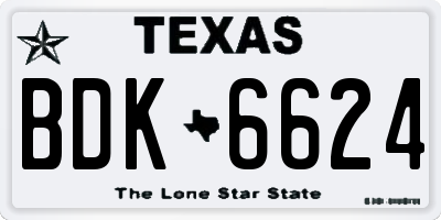 TX license plate BDK6624