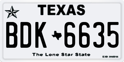 TX license plate BDK6635