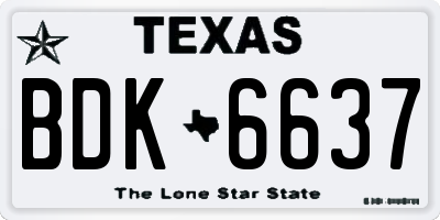 TX license plate BDK6637