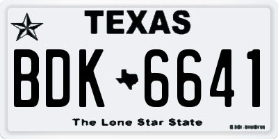 TX license plate BDK6641
