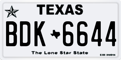 TX license plate BDK6644