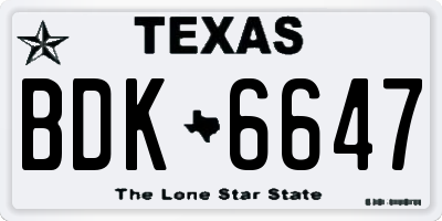 TX license plate BDK6647