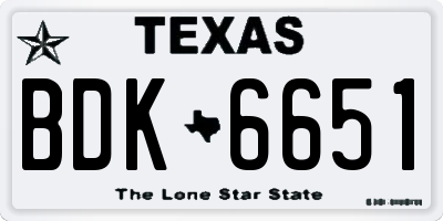 TX license plate BDK6651