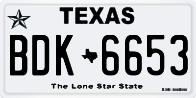 TX license plate BDK6653