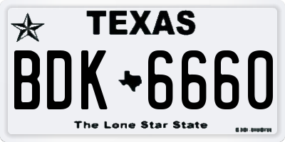 TX license plate BDK6660
