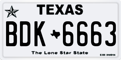 TX license plate BDK6663