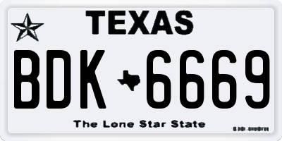 TX license plate BDK6669