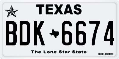 TX license plate BDK6674