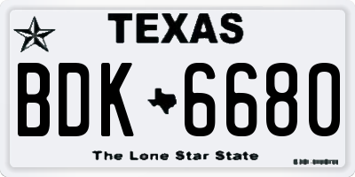 TX license plate BDK6680
