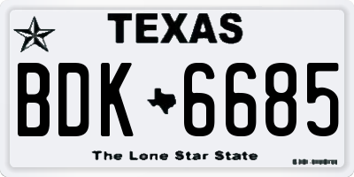 TX license plate BDK6685