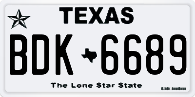 TX license plate BDK6689