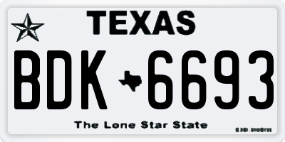 TX license plate BDK6693