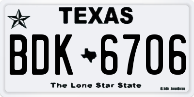 TX license plate BDK6706