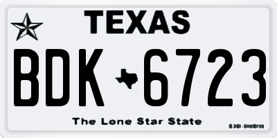 TX license plate BDK6723