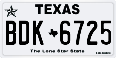 TX license plate BDK6725