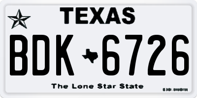 TX license plate BDK6726