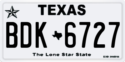 TX license plate BDK6727