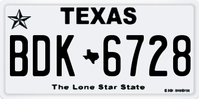 TX license plate BDK6728