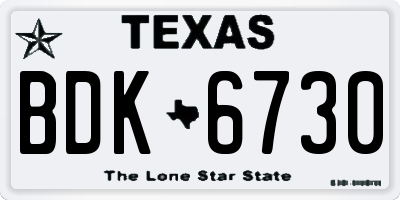 TX license plate BDK6730