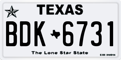TX license plate BDK6731