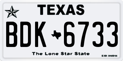 TX license plate BDK6733