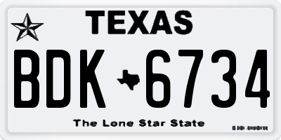 TX license plate BDK6734