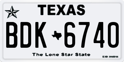 TX license plate BDK6740