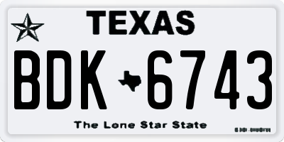 TX license plate BDK6743
