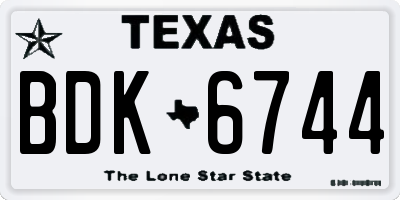 TX license plate BDK6744