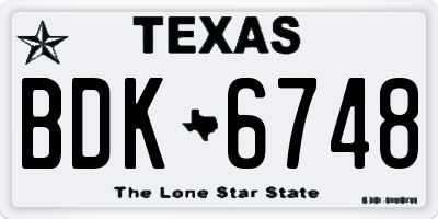 TX license plate BDK6748