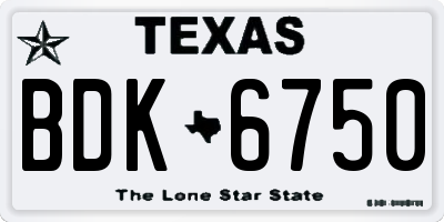 TX license plate BDK6750
