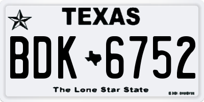 TX license plate BDK6752
