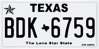TX license plate BDK6759