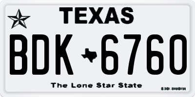 TX license plate BDK6760