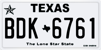 TX license plate BDK6761