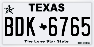TX license plate BDK6765