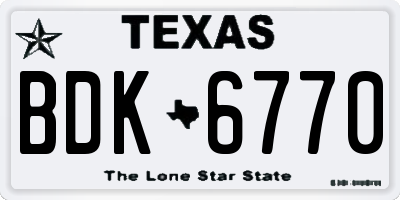 TX license plate BDK6770
