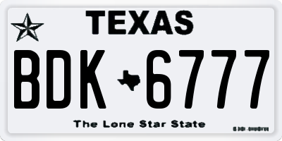 TX license plate BDK6777