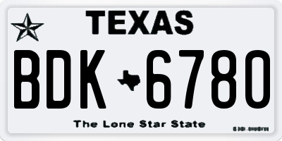 TX license plate BDK6780