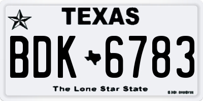 TX license plate BDK6783