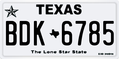TX license plate BDK6785