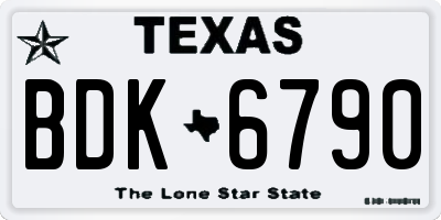 TX license plate BDK6790