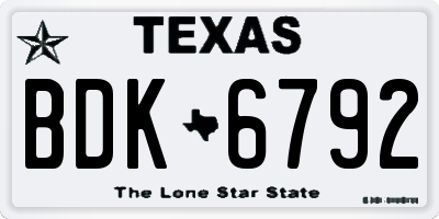 TX license plate BDK6792