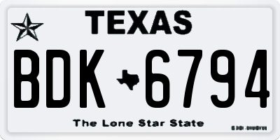 TX license plate BDK6794