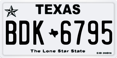TX license plate BDK6795