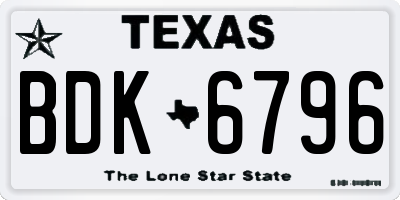 TX license plate BDK6796