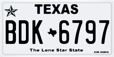 TX license plate BDK6797