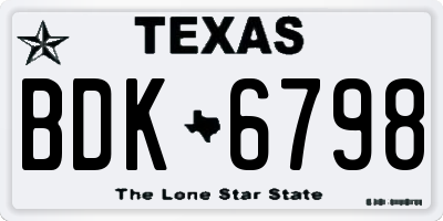 TX license plate BDK6798