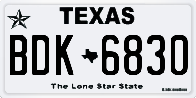 TX license plate BDK6830