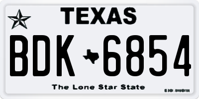 TX license plate BDK6854